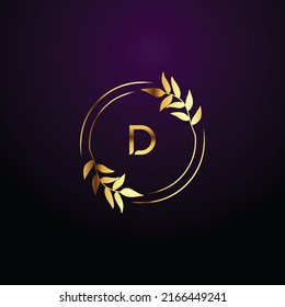 Premium luxury Vector elegant gold and  font Letter D Template for company logo with monogram element 3d Design