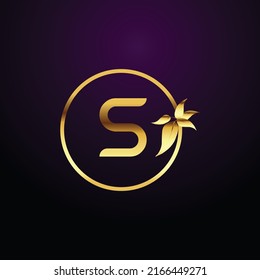 Premium luxury Vector elegant gold and  font Letter S Template for company logo with monogram element 3d Design