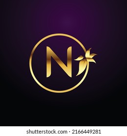 Premium luxury Vector elegant gold and  font Letter N Template for company logo with monogram element 3d Design