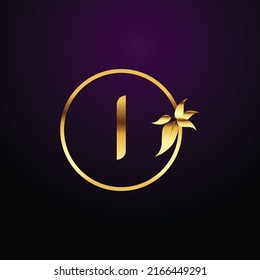 Premium luxury Vector elegant gold and  font Letter I Template for company logo with monogram element 3d Design