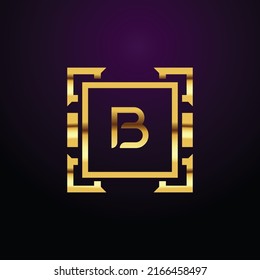 Premium luxury Vector elegant gold and  font Letter B Template for company logo with monogram element 3d Design