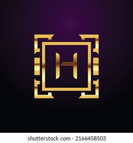 Premium luxury Vector elegant gold and  font Letter H Template for company logo with monogram element 3d Design