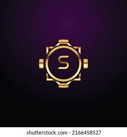Premium luxury Vector elegant gold and  font Letter S Template for company logo with monogram element 3d Design