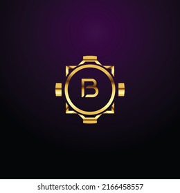 Premium luxury Vector elegant gold and  font Letter B Template for company logo with monogram element 3d Design