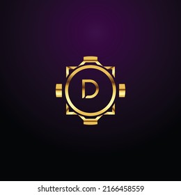 Premium luxury Vector elegant gold and  font Letter D Template for company logo with monogram element 3d Design