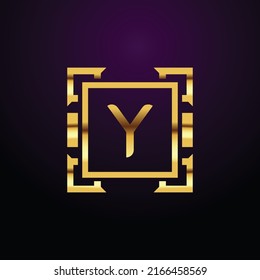 Premium lujo Vector elegante oro y letra Letra Y Plantilla para el logotipo de la empresa con elemento monográfico 3d Diseño