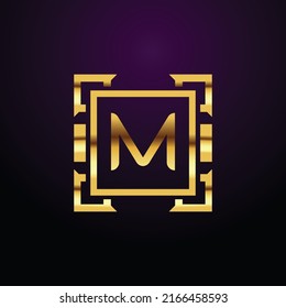 Premium luxury Vector elegant gold and  font Letter M Template for company logo with monogram element 3d Design