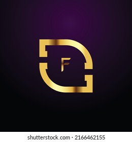 Premium luxury Vector elegant gold and  font Letter F Template for company logo with monogram element 3d Design