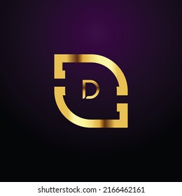 Premium luxury Vector elegant gold and  font Letter D Template for company logo with monogram element 3d Design