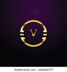 Premium-Luxus Vektor-elegante Gold und Schrift Letter V Vorlage für Firmenlogo mit Monogramm-Element 3d Design