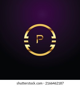 Premium lujo Vector oro elegante y letra Letra P Plantilla para el logotipo de la empresa con elemento monográfico 3d Diseño
