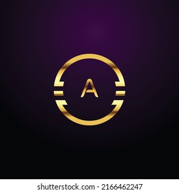 Premium-Luxus Vektor-elegante Gold und Schrift Letter A Vorlage für Firmenlogo mit Monogramm-Element 3d Design