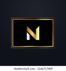 Premium luxury Vector elegant gold and  font Letter N Template for company logo with monogram element 3d Design