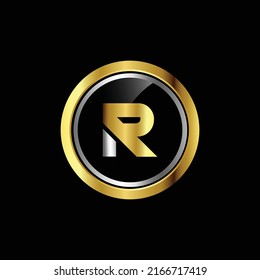 Premium lujo Vector elegante oro y letra Letra R Plantilla para el logotipo de la empresa con elemento monográfico 3d Diseño