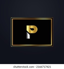Premium luxury Vector elegant gold and  font Letter P Template for company logo with monogram element 3d Design