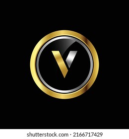 Premium luxury Vector elegant gold and  font Letter V Template for company logo with monogram element 3d Design