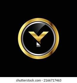 Premium luxury Vector elegant gold and  font Letter Y Template for company logo with monogram element 3d Design