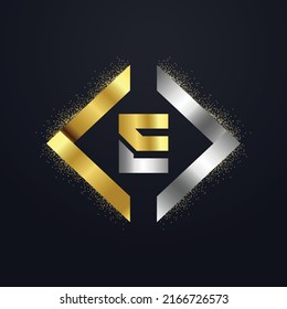 Premium lujoso Vector oro elegante y letra Letra E Plantilla para el logotipo de la empresa con elemento monográfico 3d Diseño