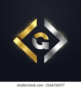 Premium luxury Vector elegant gold and  font Letter G Template for company logo with monogram element 3d Design