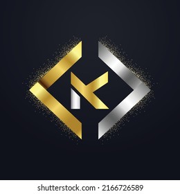 Premium lujo Vector elegante oro y letra Letra k Plantilla para el logotipo de la empresa con elemento monográfico 3d Diseño