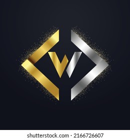Premium lujo Vector oro elegante y letra Letra W Plantilla para el logotipo de la empresa con elemento monográfico 3d Diseño