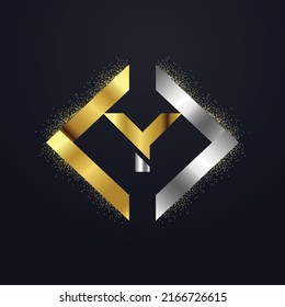 Premium luxury Vector elegant gold and  font Letter Y Template for company logo with monogram element 3d Design