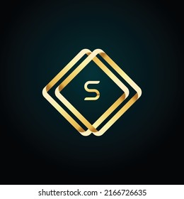 Premium luxury Vector elegant gold and  font Letter S Template for company logo with monogram element 3d Design