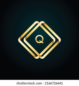 Premium lujoso Vector oro elegante y letra Letra Q Plantilla para el logotipo de la empresa con elemento monográfico 3d Diseño