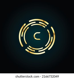 Premium-Luxus Vektor-elegante Gold und Schrift Letter C Vorlage für Firmenlogo mit Monogramm-Element 3d Design