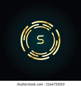 Premium luxury Vector elegant gold and  font Letter S Template for company logo with monogram element 3d Design