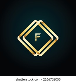 Premium luxury Vector elegant gold and  font Letter F Template for company logo with monogram element 3d Design