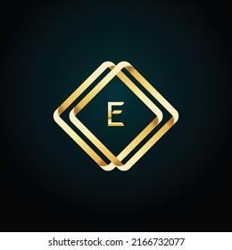 Premium luxury Vector elegant gold and  font Letter E Template for company logo with monogram element 3d Design