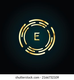Premium lujoso Vector oro elegante y letra Letra E Plantilla para el logotipo de la empresa con elemento monográfico 3d Diseño
