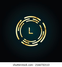 Premium luxury Vector elegant gold and  font Letter L Template for company logo with monogram element 3d Design