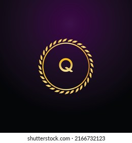 Premium luxury Vector elegant gold and  font Letter Q Template for company logo with monogram element 3d Design