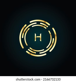 Premium luxury Vector elegant gold and  font Letter H Template for company logo with monogram element 3d Design