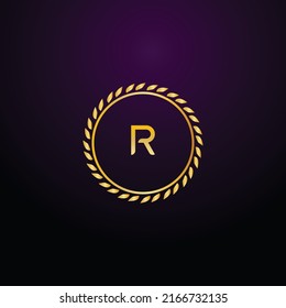 Premium luxury Vector elegant gold and  font Letter R Template for company logo with monogram element 3d Design