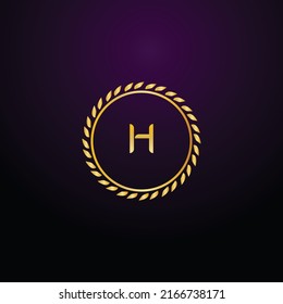 Premium-Luxus Vektor-elegante Gold und Schrift Letter H Vorlage für Firmenlogo mit Monogramm-Element 3d Design