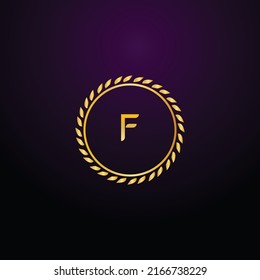 Premium-Luxus Vektor-elegante Gold und Schrift Letter F Template für das Firmenlogo mit Monogramm-Element 3d Design