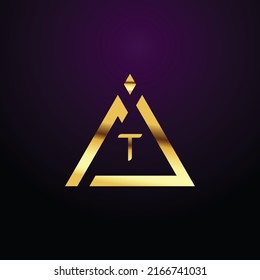 Premium luxury Vector elegant gold and  font Letter T Template for company logo with monogram element 3d Design