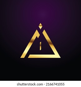 Premium luxury Vector elegant gold and  font Letter I Template for company logo with monogram element 3d Design
