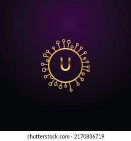 Premium-Luxus Vektor-elegante Gold und Font Letter U Template für das Firmenlogo mit Monogramm Element 3d Design