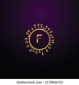 Premium luxury Vector elegant gold and  font Letter F Template for company logo with monogram element 3d Design