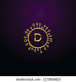 Premium luxury Vector elegant gold and  font Letter D Template for company logo with monogram element 3d Design
