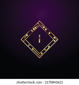 Premium luxury Vector elegant gold and  font Letter I Template for company logo with monogram element 3d Design