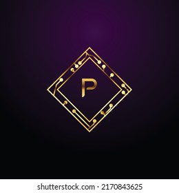 Premium luxury Vector elegant gold and  font Letter P Template for company logo with monogram element 3d Design