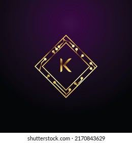 Premium luxury Vector elegant gold and  font Letter K Template for company logo with monogram element 3d Design