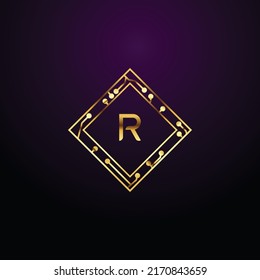 Premium-Luxus Vektor-elegante Gold-und Font-Letter R-Vorlage für Firmenlogo mit Monogramm-Element 3d Design