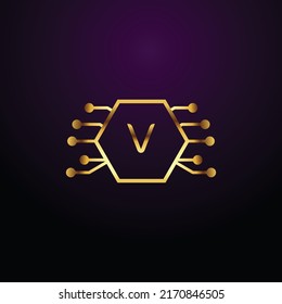 Premium luxury Vector elegant gold and  font Letter V Template for company logo with monogram element 3d Design