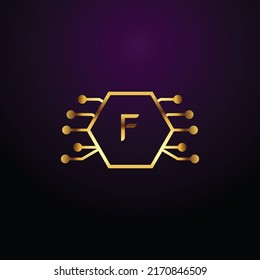 Premium lujo Vector elegante oro y letra Letra F Plantilla para el logotipo de la empresa con elemento monográfico 3d Diseño